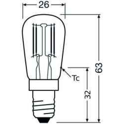 Ledvance LED T26 P 2.8W 827 FIL, E14, 250lm, 2700K, warmweiß, LED-Lampe für Kühlschränke