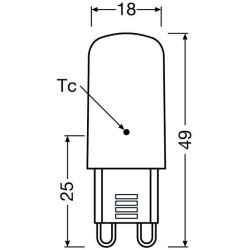 Osram LED PIN G9, 3W/827, 320lm, 49mm, 2700K, warmweiß, dimmbar
