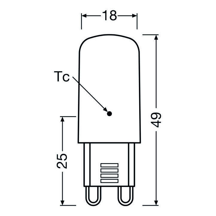 Osram LED PIN G9, 3W/827, 320lm, 49mm, 2700K, warmweiß, dimmbar