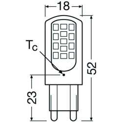 Osram LED PIN G9, 4W/827, 470lm, 52mm, 2700K, warmweiß, dimmbar