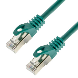 Netzwerkkabel, RJ-45 Stecker - RJ45-Stecker, CAT 7, S/FTP, halogenfrei, grün, 0,15 m