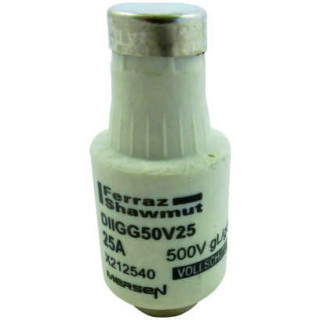 Mersen DIIGG50V25, DII-Sicherungseinsatz Diazed, AC 500V, DC 500V, 25 A gelb