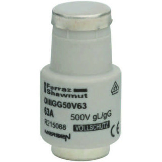 Mersen DIIIGG50V63, DIII-Sicherungseinsatz Diazed, AC 500V, DC 500V, 63 A kupfer