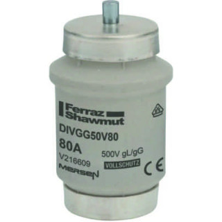 Mersen DIVGG50V80, DIV-Sicherungseinsatz Diazed, AC 500V, DC 500V, 80 A silber