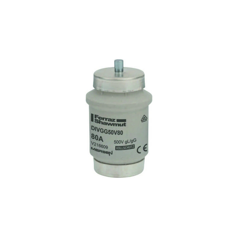 Mersen DIVGG50V80, DIV-Sicherungseinsatz Diazed, AC 500V, DC 500V, 80 A silber