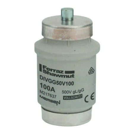 Mersen DIVGG50V100, DIV-Sicherungseinsatz Diazed, AC 500V, DC 500V, 100 A rot