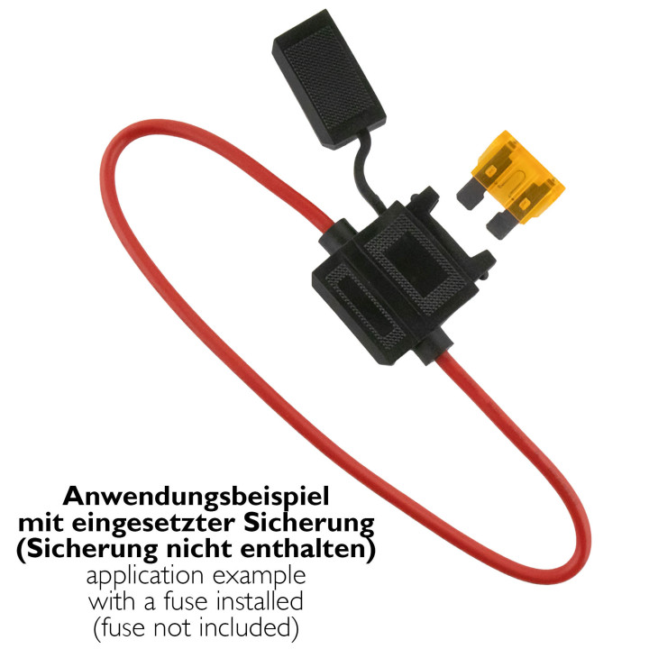 Kfz Sicherungshalter für standard Kfz Flachstecksicherungen, Kabellänge:  300mm,  4,0mm², 3 Stück
