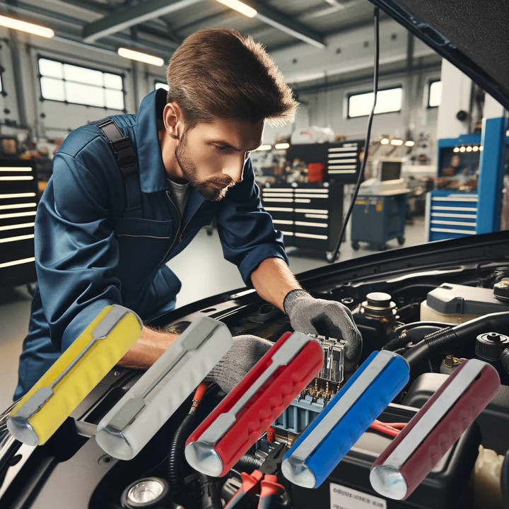 Torpedosicherung mit konischen Kontaktflächen, 25A, blau, 25 Stück