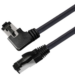 Netzwerkkabel, RJ-45 Stecker - RJ45-Stecker, CAT 8.1, S/FTP, nach rechts gewinkelt, für 25/40/50 GBASE Anwendungen, 5,0 m