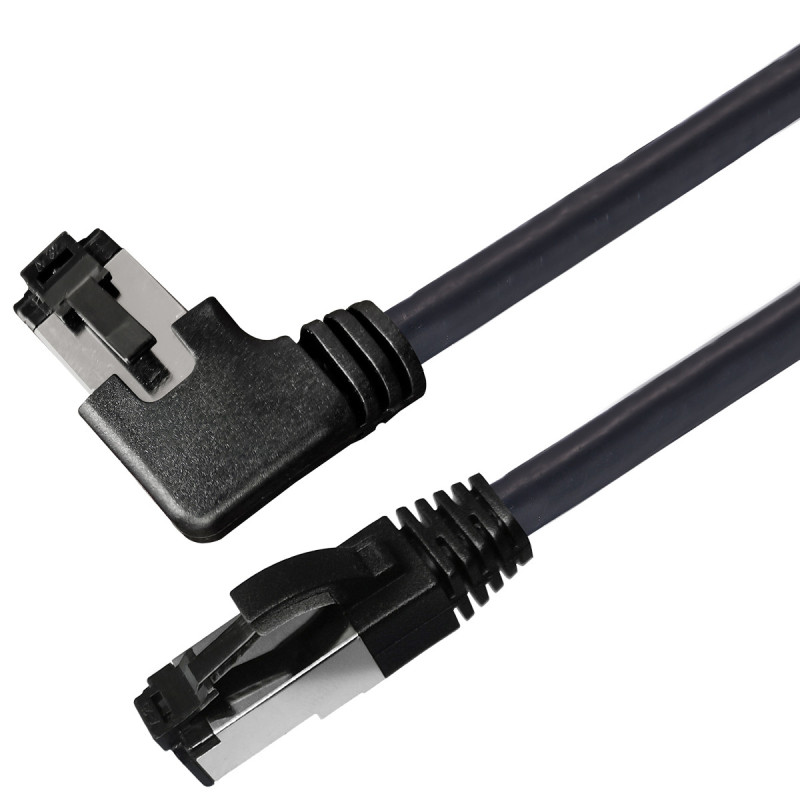 Netzwerkkabel, RJ-45 Stecker - RJ45-Stecker, CAT 8.1, S/FTP, nach rechts gewinkelt, für 25/40/50 GBASE Anwendungen, 3,0 m