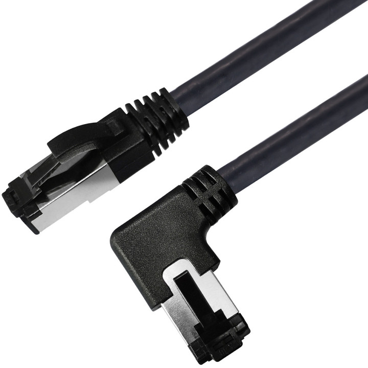 Netzwerkkabel, RJ-45 Stecker - RJ45-Stecker, CAT 8.1, S/FTP, nach links gewinkelt, für 25/40/50 GBASE Anwendungen, 5,0 m