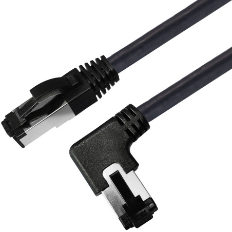 Netzwerkkabel, RJ-45 Stecker - RJ45-Stecker, CAT 8.1, S/FTP, nach links gewinkelt, für 25/40/50 GBASE Anwendungen, 1,0 m