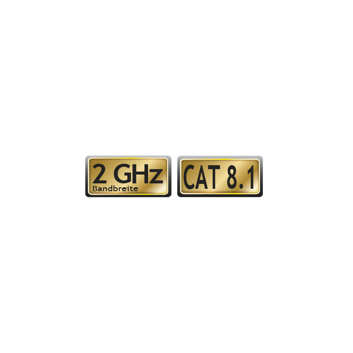 Netzwerkkabel, RJ-45 Stecker - RJ45-Stecker, CAT 8.1, S/FTP, nach links gewinkelt, für 25/40/50 GBASE Anwendungen, 1,0 m