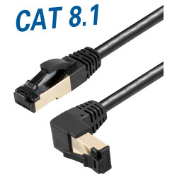 Netzwerkkabel, RJ-45 Stecker - RJ45-Stecker, CAT 8.1, S/FTP, nach oben gewinkelt, für 25/40/50 GBASE Anwendungen, 5,0 m