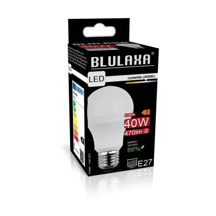 Blulaxa LED SMD Lampe 5.5W/827, Birnenform E27 5.5W 470lm, 2700 K warmweiß