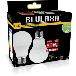 Blulaxa LED SMD Lampe 8W/827, Birnenform E27 8W 810lm, 2700 K warmweiß, 2er Pack