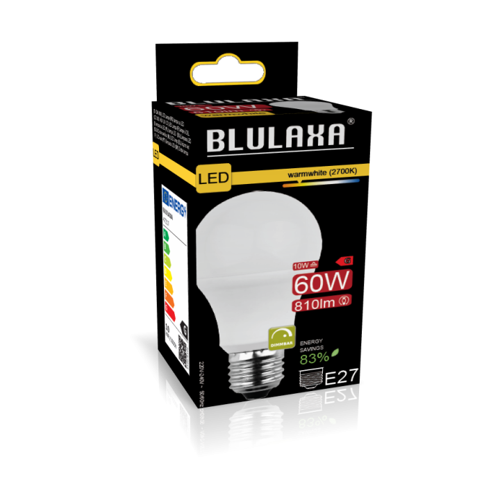 Blulaxa LED SMD Lampe 10W/827, Birnenform E27 10W 810lm, 2700 K warmweiß, Dimmbar