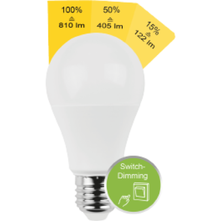 Blulaxa LED SMD Lampe Birnenform E27 8,8W 810lm warmweiß Switch, Dimmbar