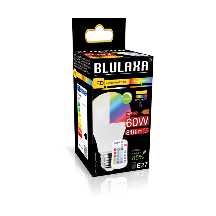 Blulaxa LED SMD Lampe Birnenform E27 9W 810lm RGB+warmweiß dimmbar