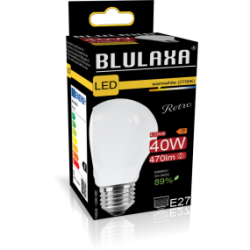 Blulaxa LED Filament Lampe 4.5W/827, Birnenform E27 4,5W 470lm, 2700 K warmweiß, opal