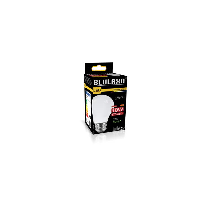 Blulaxa LED Filament Lampe 4.5W/827, Birnenform E27 4,5W 470lm, 2700 K warmweiß, opal