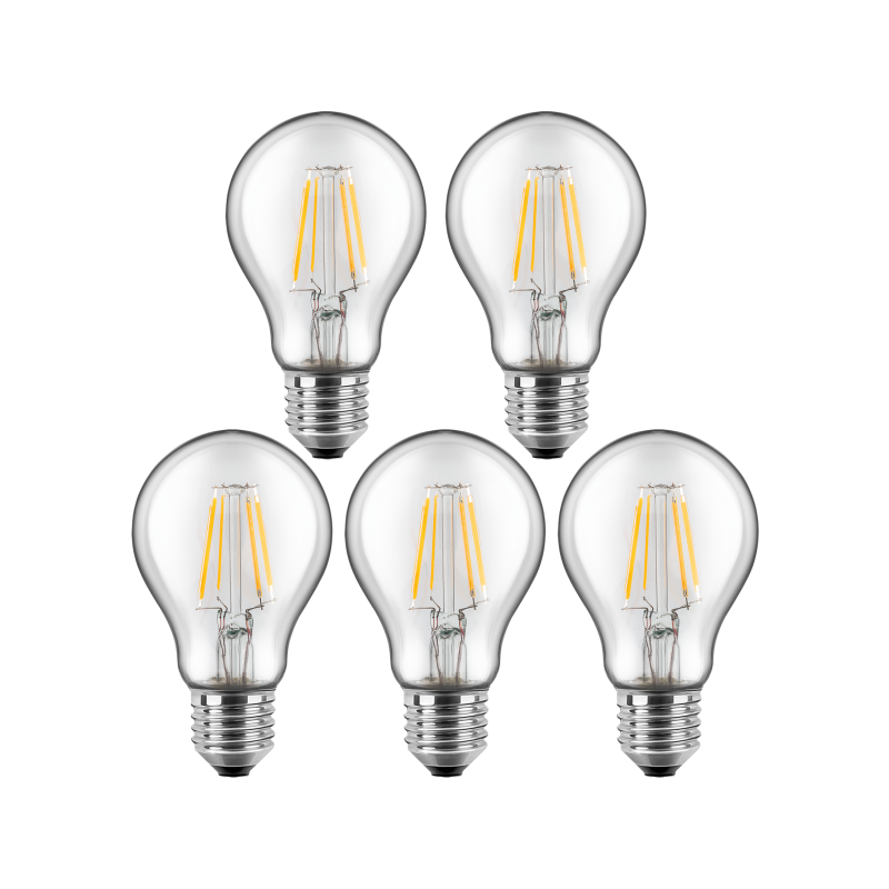 Blulaxa LED Filament Lampe 7W/827, Birnenform E27 7W 810lm, 2700 K warmweiß, 5er Pack