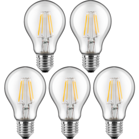Blulaxa LED Filament Lampe 7W/827, Birnenform E27 7W 810lm, 2700 K warmweiß, 5er Pack