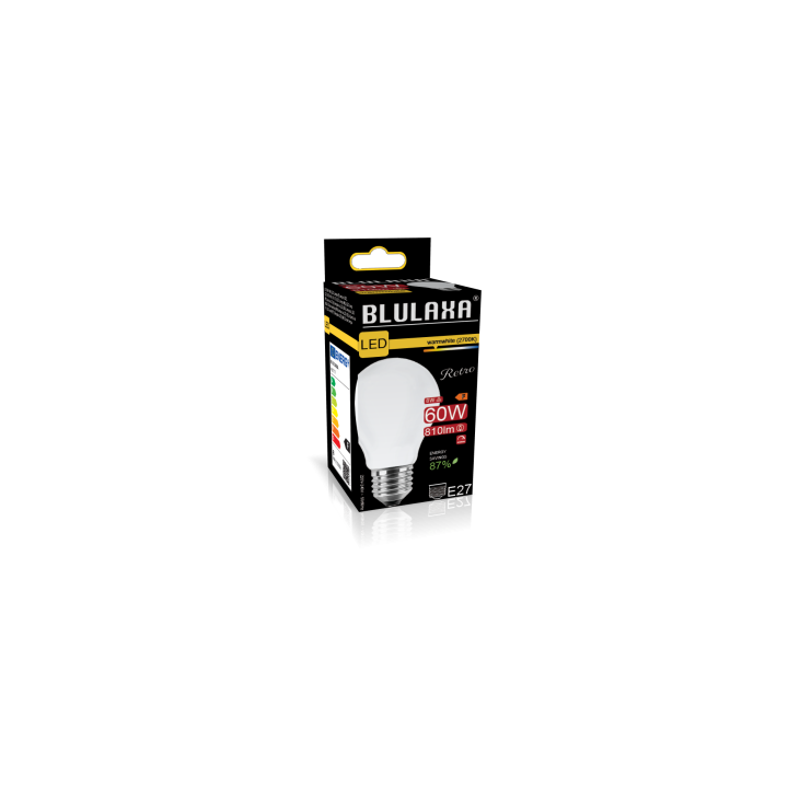 Blulaxa LED Filament Lampe 8W/827, Birnenform E27 8W 810lm, 2700 K warmweiß, Opal, Dimmbar