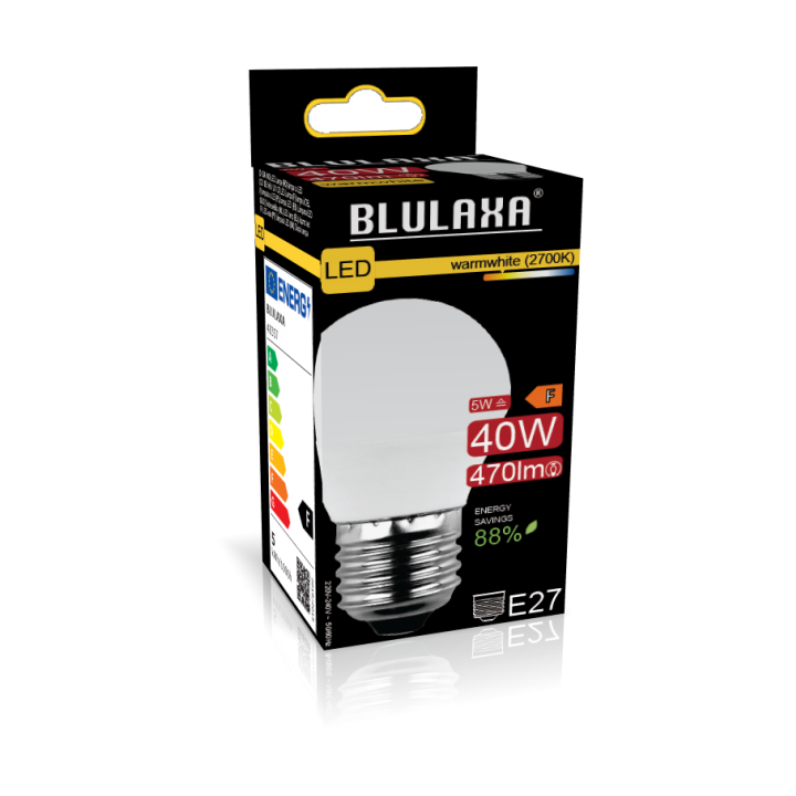 Blulaxa LED MiniGlobe Lampe 5W/827, E27 5W 470lm, 2700 K warmweiß