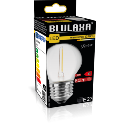 Blulaxa LED Filament MiniGlobe Lampe 1.4W/827, E27 1.4W 80lm, 2700 K warmweiß