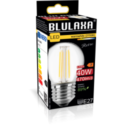 Blulaxa LED Filament MiniGlobe Lampe 4.5W/827, E27 4.5W 470lm, 2700 K warmweiß