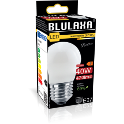 Blulaxa LED Filament MiniGlobe Lampe 4.5W/827, E27 4.5W 470lm, 2700 K warmweiß, Opal