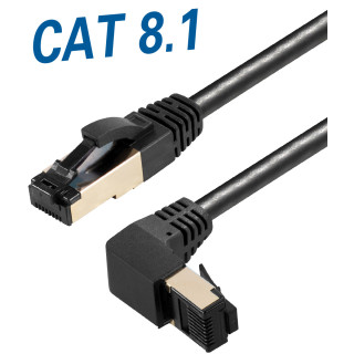 Netzwerkkabel, RJ-45 Stecker - RJ45-Stecker, CAT 8.1, S/FTP, nach unten gewinkelt, für 25/40/50 GBASE Anwendungen, 0,5 m