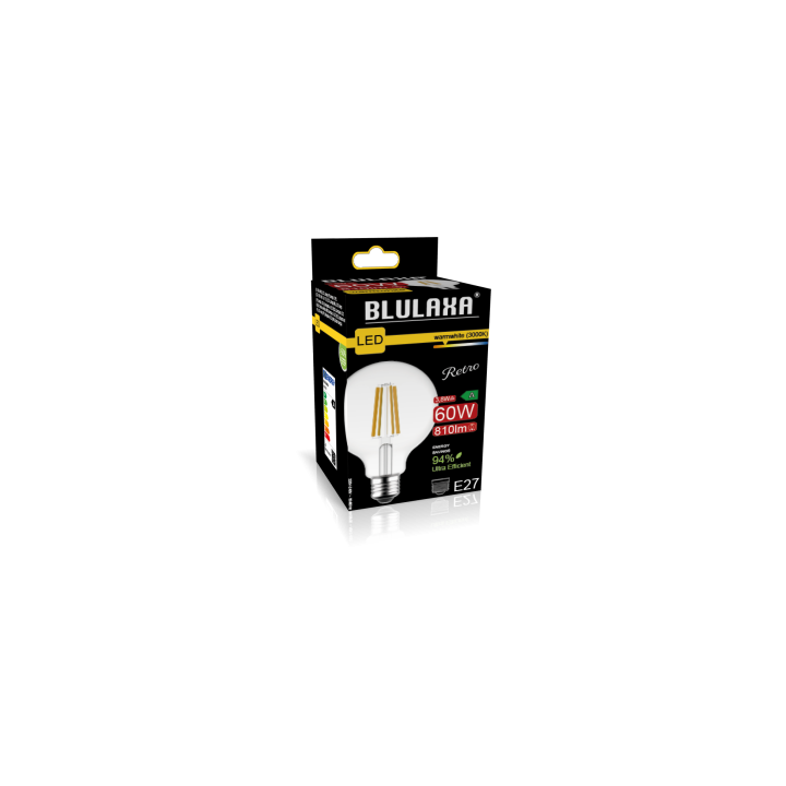Blulaxa LED Filament Lampe Globeform G95, E27 3,8W 810lm, 2700 K warmweiß