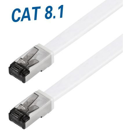 Netzwerkkabel, RJ-45 Stecker - RJ45-Stecker, CAT 8.1, U/FTP, flach, 15,0 m