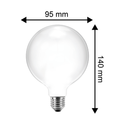 Blulaxa LED Filament Lampe Globeform G95, E27 7W 810lm, 2700 K warmweiß, opal