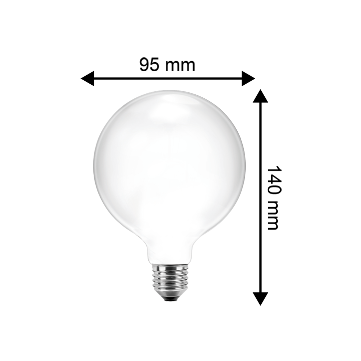 Blulaxa LED Filament Lampe Globeform G95, E27 8.5W 1055lm, 2700 K warmweiß, opal