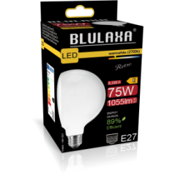 Blulaxa LED Filament Lampe Globeform G95, E27 8.5W 1055lm, 2700 K warmweiß, opal
