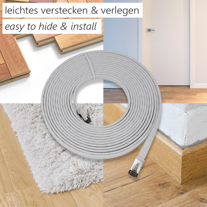 Netzwerkkabel, RJ-45 Stecker - RJ45-Stecker, CAT 8.1, U/FTP, flach, 15,0 m