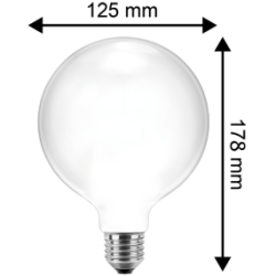 Blulaxa LED Filament Lampe Globeform G125, E27 10W 1055lm, 2700 K warmweiß, opal