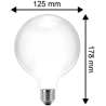 Blulaxa LED Filament Lampe Globeform G125, E27 10W 1055lm, 2700 K warmweiß, opal