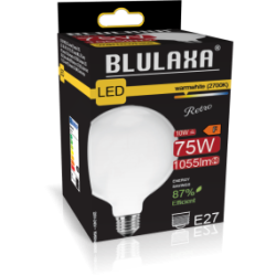 Blulaxa LED Filament Lampe Globeform G125, E27 10W 1055lm, 2700 K warmweiß, opal