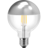 Blulaxa LED Filament Lampe Globeform G125, E27 7W 645lm, 2700 K warmweiß, Spiegelkopf Silber 180°
