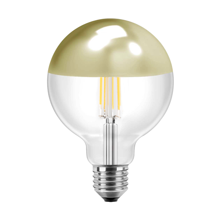Kopie von Blulaxa LED Filament Lampe Globeform G125, E27 7W 645lm, 2700 K warmweiß, Spiegelkopf Silber 180°