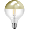 Blulaxa LED Filament Lampe Globeform G125, E27 7W 645lm, 2700 K warmweiß, Spiegelkopf Gold 180°