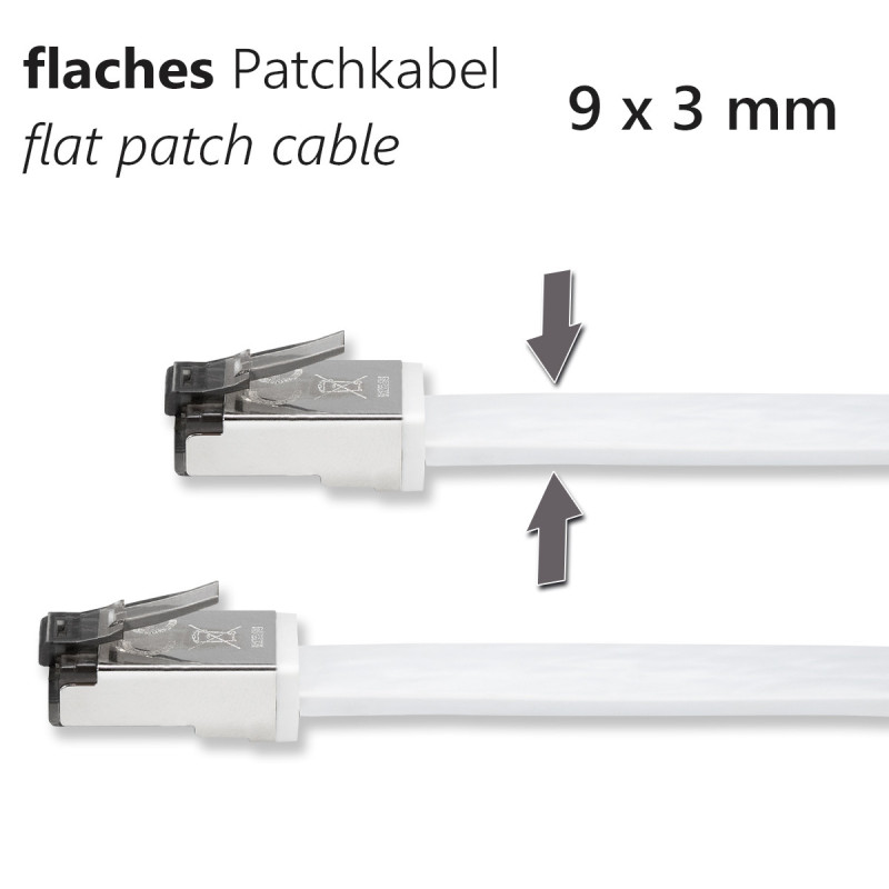 Netzwerkkabel, RJ-45 Stecker - RJ45-Stecker, CAT 8.1, U/FTP, flach, 10,0 m