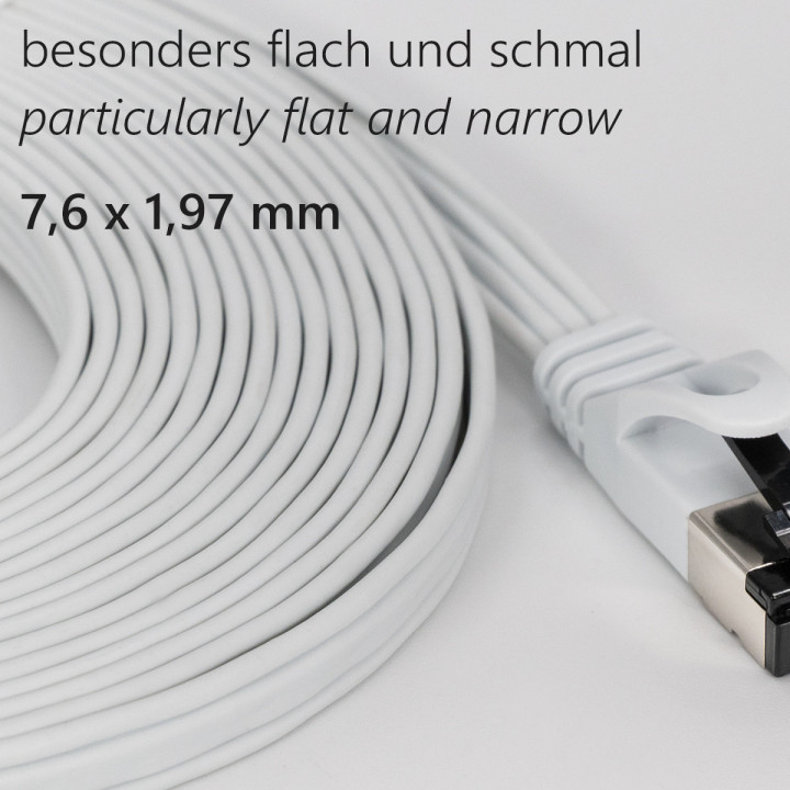 Netzwerkkabel, RJ-45 Stecker - RJ45-Stecker, CAT 8.1, U/FTP, flach & flexible, 5,0 m