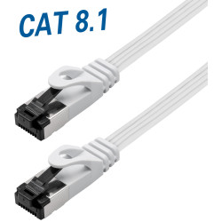 Netzwerkkabel, RJ-45 Stecker - RJ45-Stecker, CAT 8.1, U/FTP, flach & flexible, 2,0 m