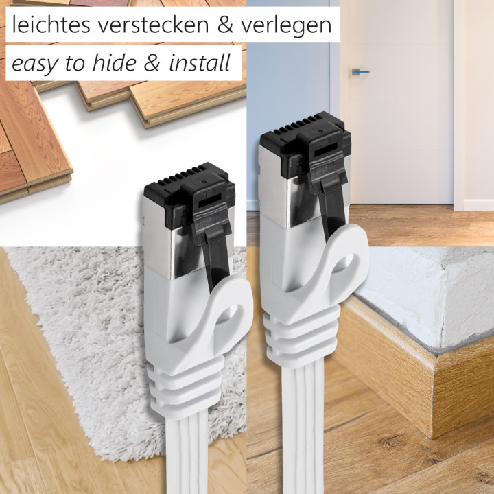 Netzwerkkabel, RJ-45 Stecker - RJ45-Stecker, CAT 8.1, U/FTP, flach & flexible, 2,0 m
