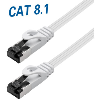 Netzwerkkabel, RJ-45 Stecker - RJ45-Stecker, CAT 8.1, U/FTP, flach & flexible, 1,0 m